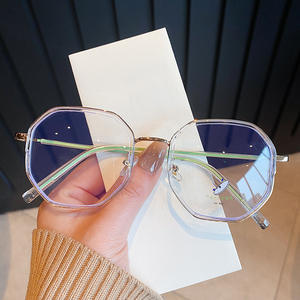 Montures de lunettes polygonales Qianai, extra larges, verres PC anti-UV et anti-lumière bleue, monture carrée pour femmes O3 2039 - Product Image 3