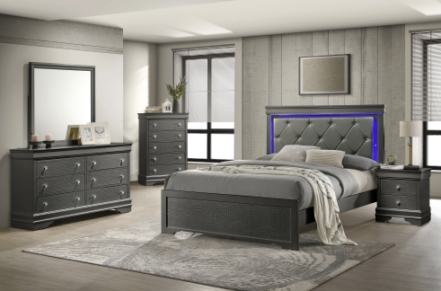 Metallic Grey + Wood + 5 Piece Set + Solid Wood+MDF