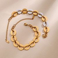 Bracelet à maillons épais pour femme, doré, avec découpe ovale, style vintage, en acier inoxydable, bijoux de mode, vente en gros