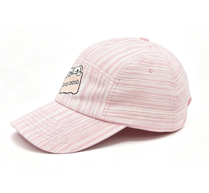 Gorra de Béisbol de 5 Paneles a Rayas de Polialgodón, con Bordado de Dibujos Animados, Gorra Suave Estilo Dad Hat, Casual, para Exteriores, Protección Solar, para Mujeres y Niños - Product Image 3