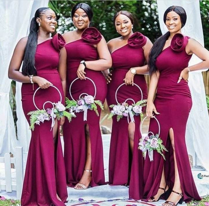 Elegant Maid of Honor Long Plus Size Customized Cheap African Lace One  Shoulder Mermaid Bridesmaid Dresses MBA520