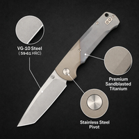Couteau pliant professionnel OEM à lame Tanto en acier VG-10, manche en alliage de titane, pour le camping en plein air, la survie et les outils EDC