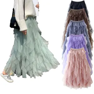 Jupes tutu longues en tulle arc-en-ciel pour femmes