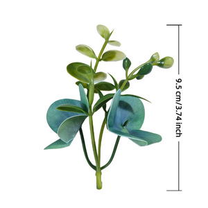 Plante artificielle à fleurs 9,5 cm, décoration d'intérieur, matériel artisanal, feuilles vertes - Product Image 1