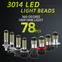 Ampoules LED pour voiture JiaChi Factory H1/H3, phare antibrouillard à 360 degrés pour remplacement d'ampoules halogènes, 12V/24V, 78 SMD 3014