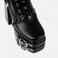 Bottines à talons compensés à boucle noire de haute qualité en faux cuir pour femmes et dames