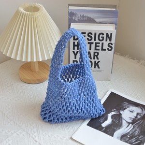 Sac à main en corde de coton tressée rayée écologique pour femme, sac de plage ajouré, compagnon de shopping élégant - Product Image 6