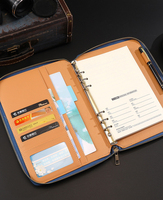Porte-documents moderne en cuir PU avec logo personnalisé, fermeture éclair, organiseur, porte-stylo, porte-cartes, classeur pour carnet, cadeaux de bienvenue pour les bureaux d'entreprise