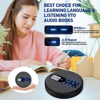 Lecteur CD double, transmetteur FM, boombox portable, répétition A-B, lecteur MP3 USB à vitesse variable, appareil audio en tissu pour l'apprentissage