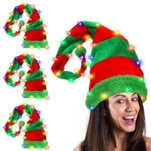 Decoraciones Navideñas 2025, <span class=keywords><strong>Gorro</strong></span> <span class=keywords><strong>de</strong></span> Santa Claus <span class=keywords><strong>de</strong></span> Peluche Corto y Divertido con Luz LED para Adultos - Product Image 1