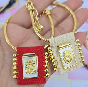 Gioielli Cattolici Religiosi Placcati <span class=keywords><strong>Oro</strong></span> Ciondoli Croce di San Benito Gesù Vergine Maria Pendente in <span class=keywords><strong>Madreperla</strong></span> Bracciali - Product Image 2