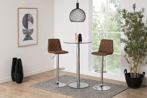 Suede Fabric <strong>Bar</strong> Stool Adjustable <strong>High</strong> <strong>Chair</strong> With Chrome Base <strong>for</strong> Kitchen <strong>Breakfast</strong> - Product Image 6