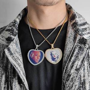 Hollow Heart Photo <b>Locket</b> Hip Hop Pendant Custom <b>Gold</b> Plated Prong Setting 925 Silver Moissanite Concert Bling Iced Out Chain - Product Image 5