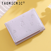 Dompet Lipat Tiga Motif Kucing Lucu TAOMICMIC untuk Wanita, Dompet Kartun Gaya Korea untuk Pelajar