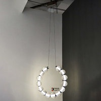 Lampes suspendues LED nordiques, corps en fer, abat-jour en acrylique et verre, intensité variable, chrome/noir nacré, angle de faisceau 360°, 2700K, lumière douce