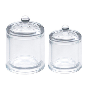 Customized High Quality Luxury Decorating Transparent Cylinder Glass Candle Jar with Glass Lid