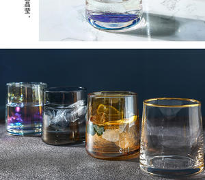 Verre à eau élégant et coloré, verre à whisky en cristal, tasses à thé et soucoupes - Product Image 5