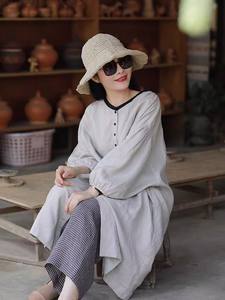 Cardigan mi-long décontracté style <span class=keywords><strong>littéraire</strong></span> et artistique, coupe ample, anti-âge, pour le printemps et l'automne - Product Image 4