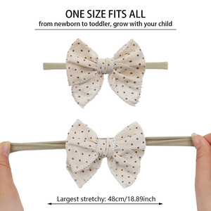 Coton Lin Mini <span class=keywords><strong>Fable</strong></span> Bows Bandeaux Bébé Filles Fleur Broderie Plaid Points Rayure Imprimé Cheveux Arcs Nylon Hairband - Product Image 6