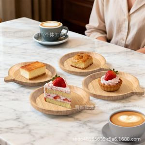 Bamboo Wooden Serving <b>Tray</b> With Handle Round For <b>Snacks</b> Fruits Cheese Parties - Product Image 2