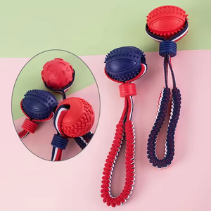 Giocattolo interattivo da masticare per cani di medie e grandi dimensioni con nodo di cotone aggressivo con motivo osseo in gomma TPR per animali domestici che digrignano i denti giocattolo - Product Image 3