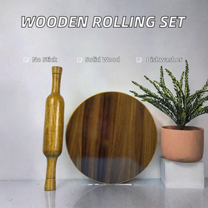 Juego de Chakla y Belan de Madera Pulida a Mano con Tabla de Amasar de 15 cm, Ecológico y Antiadherente para Chapati, Roti, Paratha, Puri y Otros Productos de Panadería - Product Image 2