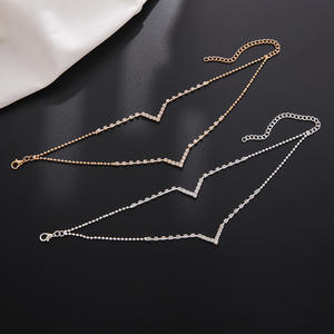 क्रॉस-बॉर्डर नए वी-आकार के ट्रेंडी मिश्र धातु सोने की प्लेटेड टखट राइनस्टान क्लैव सरल बहु-परत गर्मियों समुद्र तट महिलाओं के ए 035 - Product Image 5