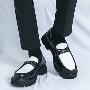 Foreign Trade PU Shoes Men's 2025 Spring <strong>Loafers</strong> Slip-on Thick-soled Youth Casual British Fashionable Solid Peas Shoes - Product Image 4
