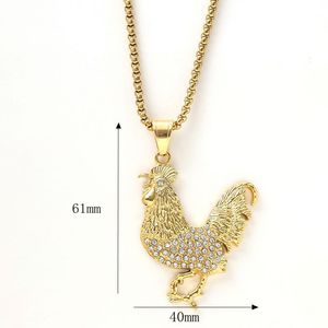 สร้อยคอจี้รูปไก่สแตนเลสสตีลยี่ห้อ Yunnique ประดับเพชรแบบ Pave Setting เครื่องประดับแฟชั่นสำหรับทุกเพศทุกวัย ของขวัญลายสัตว์ประจำราศี - Product Image 5