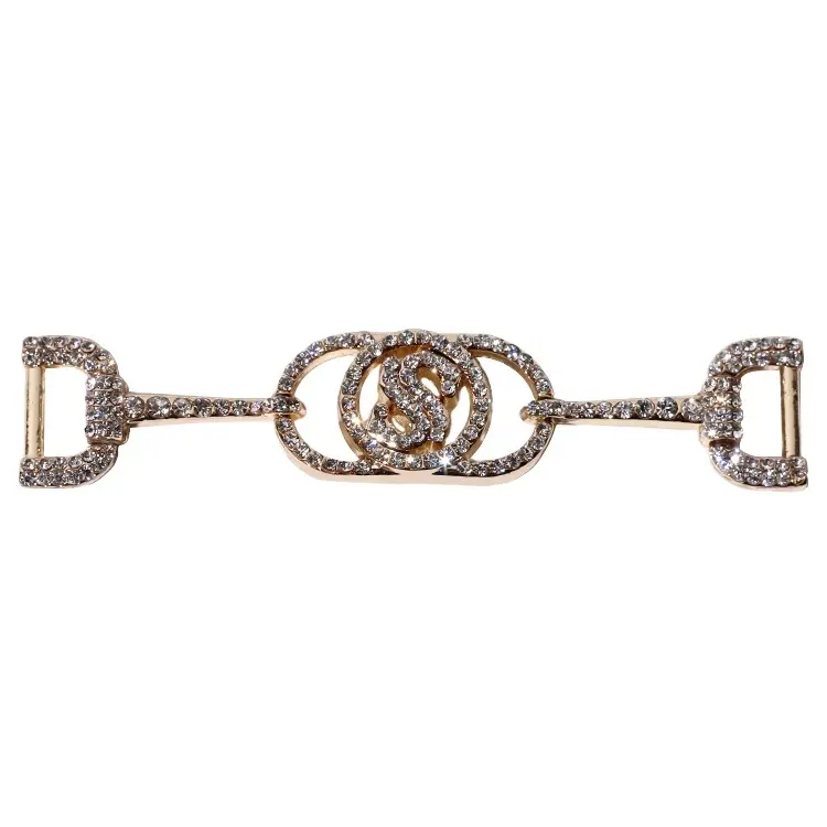 Exquisita hebilla de oro de aleación de zinc para mujer, accesorio de cadenas para botas con diamantes de imitación, decoración de tacón alto
