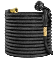 Manguera de Jardín Extensible, Manguera de Agua Retráctil Mágica con Conector de Latón y Pistola de Riego de 8 Modos para Riego de Jardín y Lavado de Autos