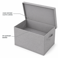 Boîte de rangement pour placard avec couvercle, surface en lin artificiel, doublure Oxford 210D, support en PP, poignées pour le tri des vêtements