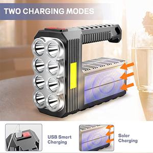 Lampe torche tactique rechargeable à énergie solaire, la plus brillante, LED, portable, corps en ABS, étanche IP44, 6000K - Product Image 5