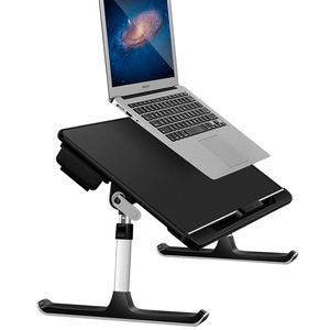 Bureau d'ordinateur portable en cuir pvc, bureau <span class=keywords><strong>inclinable</strong></span> avec tiroir, pieds réglables en aluminium, table d'étude <span class=keywords><strong>pour</strong></span> ordinateur portable noir - Product Image 6