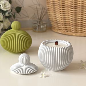Moule en silicone pour pot <span class=keywords><strong>de</strong></span> rangement à rayures verticales, moule <span class=keywords><strong>de</strong></span> moulage en résine époxy pour bougie en gypse DIY à dessus rond, ornement en résine époxy - Product Image 5