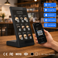 Tablette tactile Android 10 pouces en forme de L pour publicité, avec PoE et NFC, idéale pour banques, points de vente et restaurants