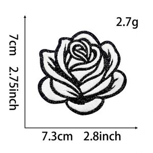 Nouveaux accessoires DIY à thermocoller, motifs floraux multicolores, roses scintillantes, patchs en PVC et feutre non tissé pour vêtements, sacs et décorations capillaires - Product Image 5