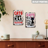 Letrero Metálico de Gato, Decoración de Pared con Huella de Gato Negro, para el Hogar, Dormitorio o Cuarto de Gatos