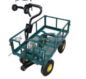 Carretilla de Jardín de Hierro Fundido de Alta Resistencia, Carro Plegable Neumático de 3.50-4 con Plataforma de Cuatro Ruedas y Malla para Herramientas, OEM, Carga de 250 kg - Product Image 2