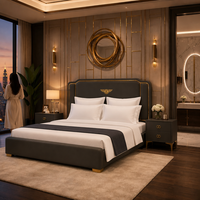 Ensemble de meubles de chambre d'hôtel économique et durable, avec tête de lit intégrée en placage de bois moderne, personnalisable OEM/ODM, pour lit King Size