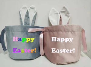 Bolsa de Regalo de Pascua para Decoración de Fiestas al por Mayor, Bolsa de Pascua Personalizada con Cordón de Terciopelo y Orejas de Conejo para Ocasiones Festivas - Product Image 4