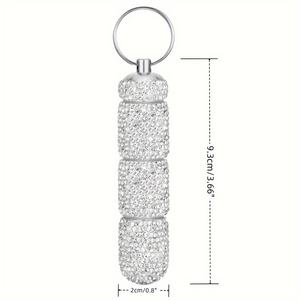 Custodia per pillole portapillole portapillole portatile portatile con strass impermeabile piccolo portapillole portachiavi - Product Image 3