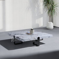 Table basse carrée en marbre noir et blanc minimaliste italienne pour hôtel, villa, salon