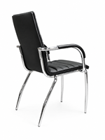 Chaise de conférence moderne en cuir PU avec accoudoirs, structure chromée, pour salle d'étude, salle de formation, salle de réunion, bureau, sièges pour visiteurs