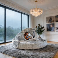 Cama de Peluche Gigante con Forma de Caballo, Sillón Puff Extra Grande con Forma de Animal, Sofá de Piel Sintética Gris de Lujo, Muebles Modernos Decorativos para el Hogar