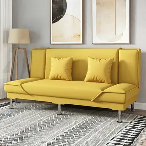 Sofá cama moderno para el hogar, litera de tela de lino con clic Futón para sala de estar