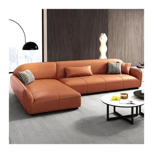 Best Seller top layer cowhide l shape sofa modern black sofa leather sofas for home furniture living room modern