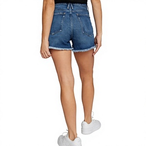 EXORO APPARELS Shorts de mezclilla de cintura media para mujer, con dobladillo asimétrico deshilachado, de algodón desgastado, casuales, sexys, transpirables para verano - Product Image 4