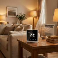Termostato Digital Programable WIFI AC8300F para Fan Coil de 2/4 Tubos, Diseño Cuadrado Moderno, 220V, PC+ABS Ignífugo, Ahorro de Energía