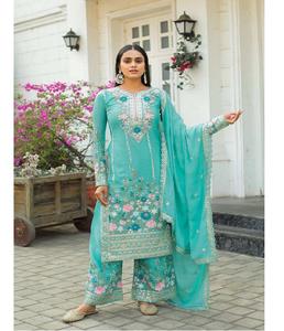 Conjunto de Kurti y Dupatta de Seda Chinon de Alta Calidad que Ofrece Comodidad y Acabado Premium, Ideal para Bodas y Fiestas - Product Image 3